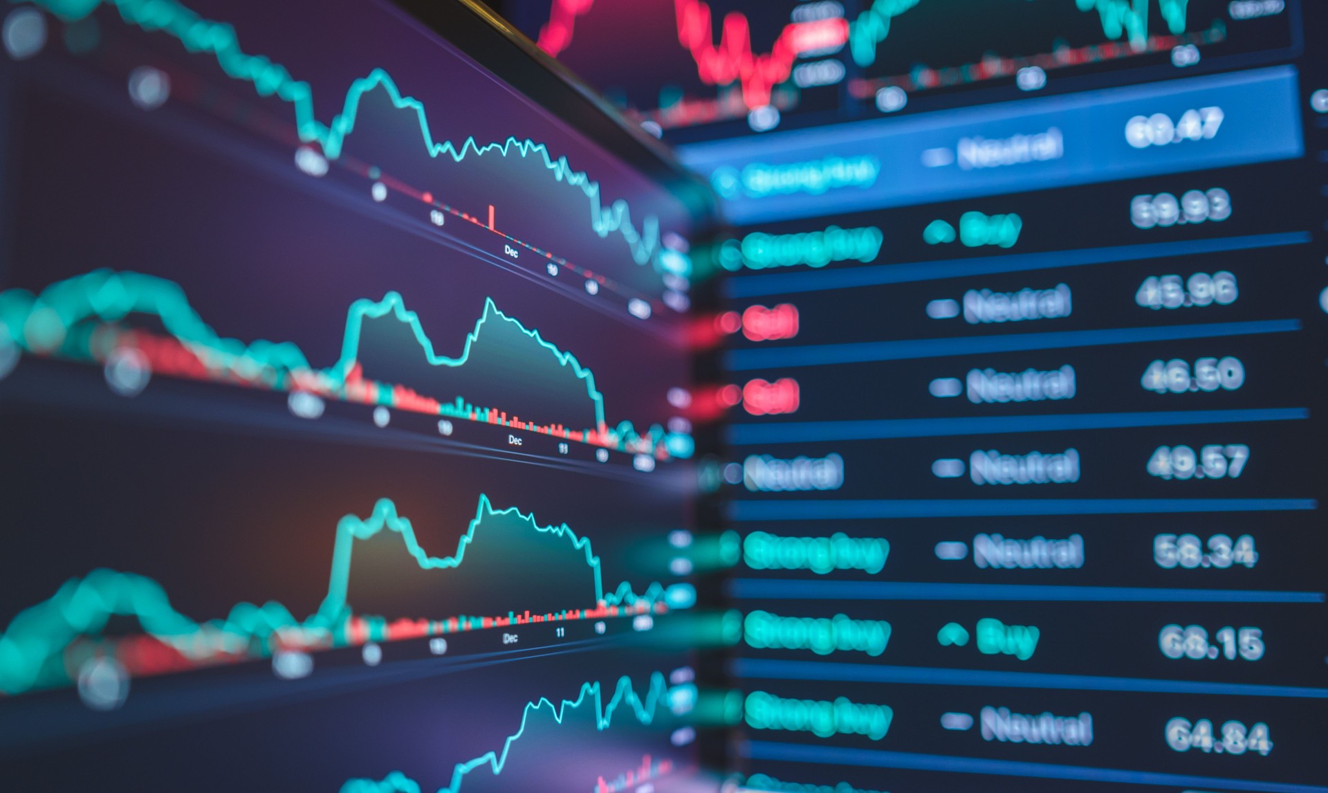 Multi screen fintech investing gold and silver trading on digital screen corporating with AI artificial intelligence financial business data on commodity investment